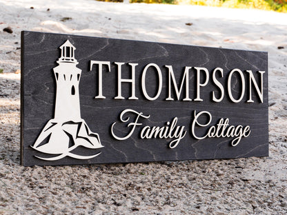 Personalized Lighthouse Name Sign | Nautical Coastal Decor | Boat Decor | Custom Lake Decor | Lake House Decor | Ocean Beach Wedding Gift