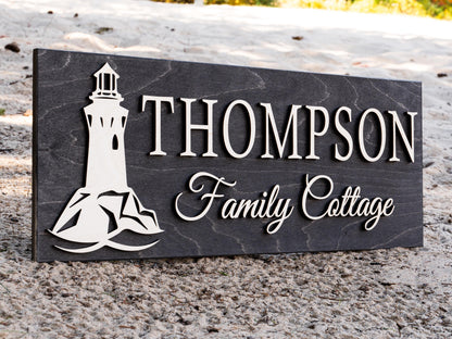 Custom Lighthouse Name Sign | Nautical Coastal Decor | Boat Decor | Custom Lake Decor | 3D Lake House Decor | Marina Wedding Beach Wedding