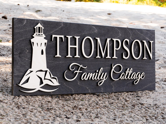 Custom Lighthouse Name Sign | Nautical Coastal Decor | Boat Decor | Custom Lake Decor | 3D Lake House Decor | Marina Wedding Beach Wedding