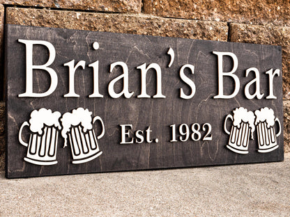 Personalized Bar Sign Wooden Sign Gift Custom Wood Sign Personalized Wood Sign Cabin Man Cave Pub Bar Decor Rustic Home Decor Basement Bar