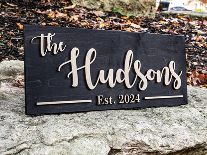 Personalized Wood Established Sign | Custom Family Last Name Sign, Wood Wedding Anniversary Gift, Personalized Wedding Sign Anniversary Gift