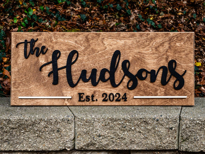 Personalized Family Last Name Sign | Custom Wood Sign, Established Sign, Wood Wedding Anniversary Gift, Wedding 3D Sign Anniversary Gift