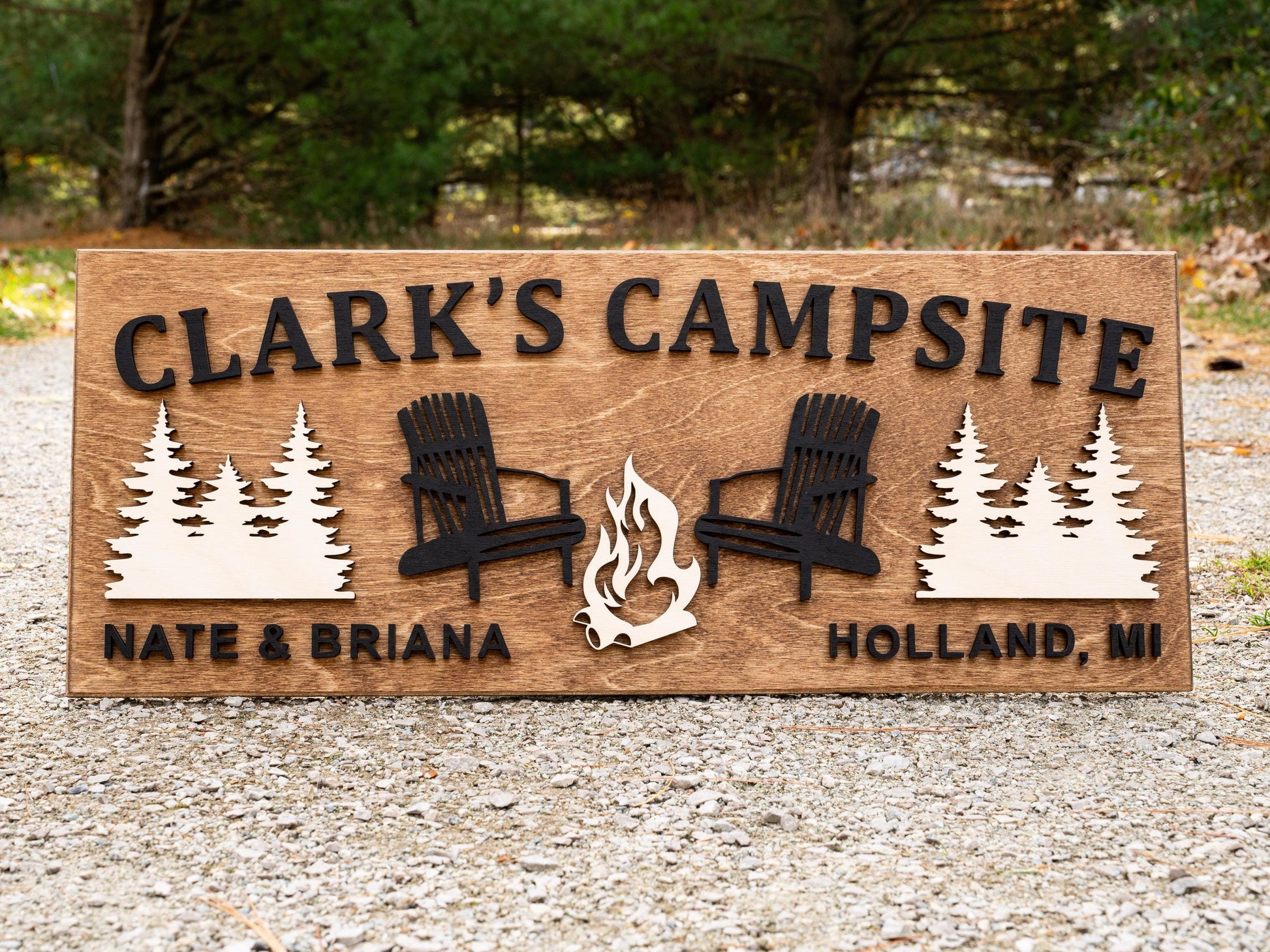 Personalized Wood Campfire Sign | Custom Camping Gifts | Cabin Decor | Camper Decor | Family Name Campsite Sign | Last Name Fire Pit Sign