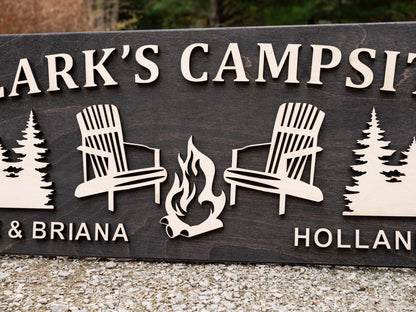 Personalized Wood Campfire Sign | Custom Camping Gifts | Cabin Decor | Camper Decor | Family Name Campsite Sign | Last Name Fire Pit Sign