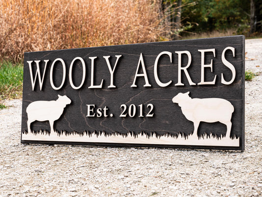 Personalized Wooden Sheep Farm Name Sign | Farmhouse Wall Decor | Farmhouse Sign | Farmer Gifts | Sheep Sign | Wood Ranch Sign Farm Decor