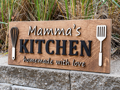Custom Kitchen Name Sign | Personalized Mothers Day Gift for Mom Gift for Dad | Wood Kitchen Decor | Custom Name Sign Birthday Gifts for Her