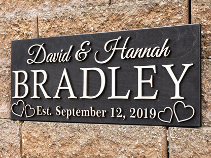 Personalized Wedding Gift Last Name Established Sign Family Name Sign Wooden Sign Custom Wood Sign Anniversary Couple Gift Personalized Sign