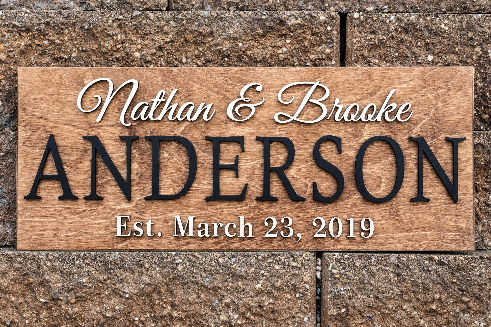 Personalized Wedding Gift Last Name Established Sign Family Name Sign 3D Wooden Sign Custom Wood Sign Anniversary Rustic Home Decor Wall Art