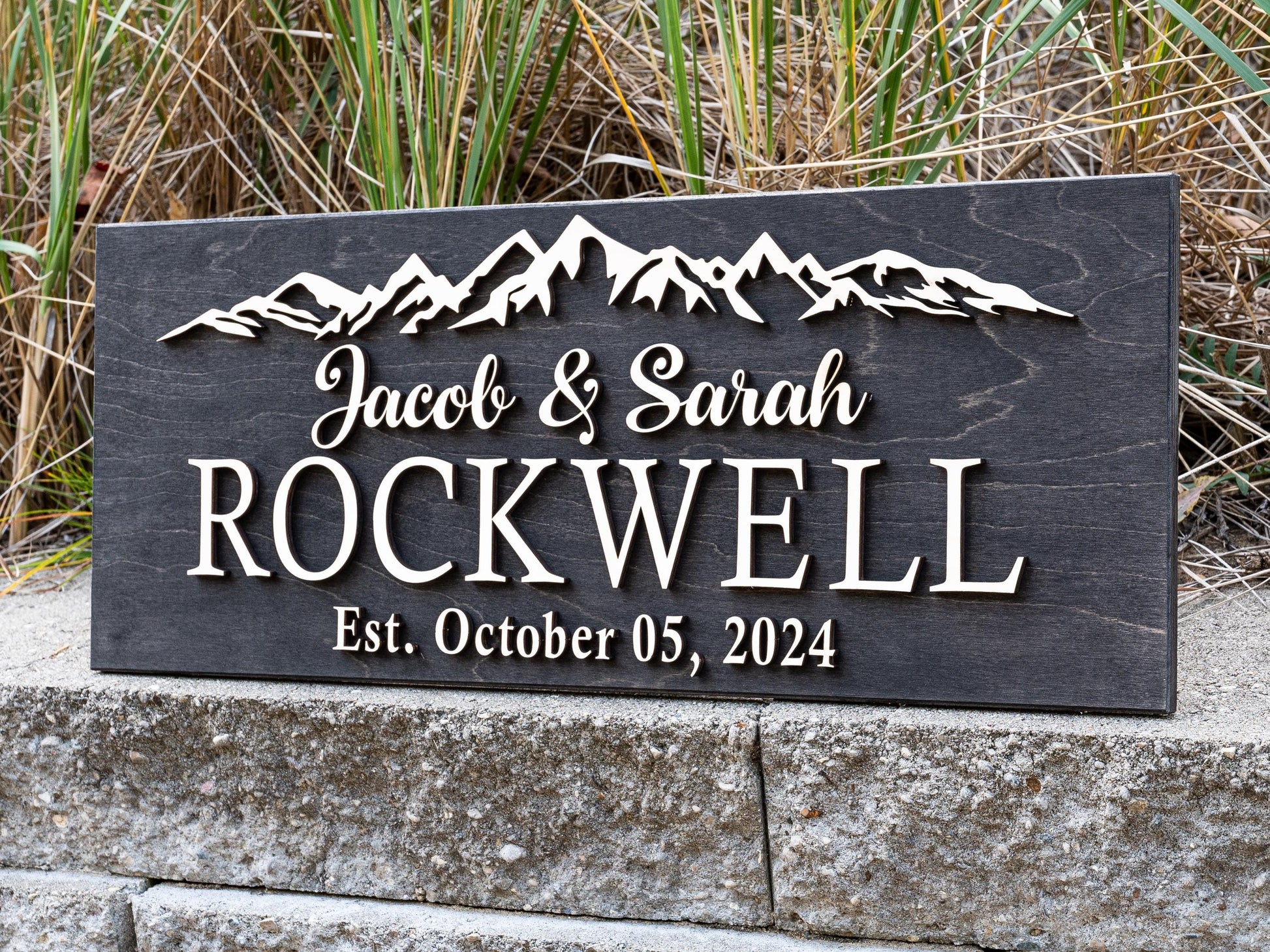 Personalized Wedding Gift | Anniversary Gift | Established Sign | Custom Mountain Decor | Custom Wood Sign Family Name Sign | Last Name Sign