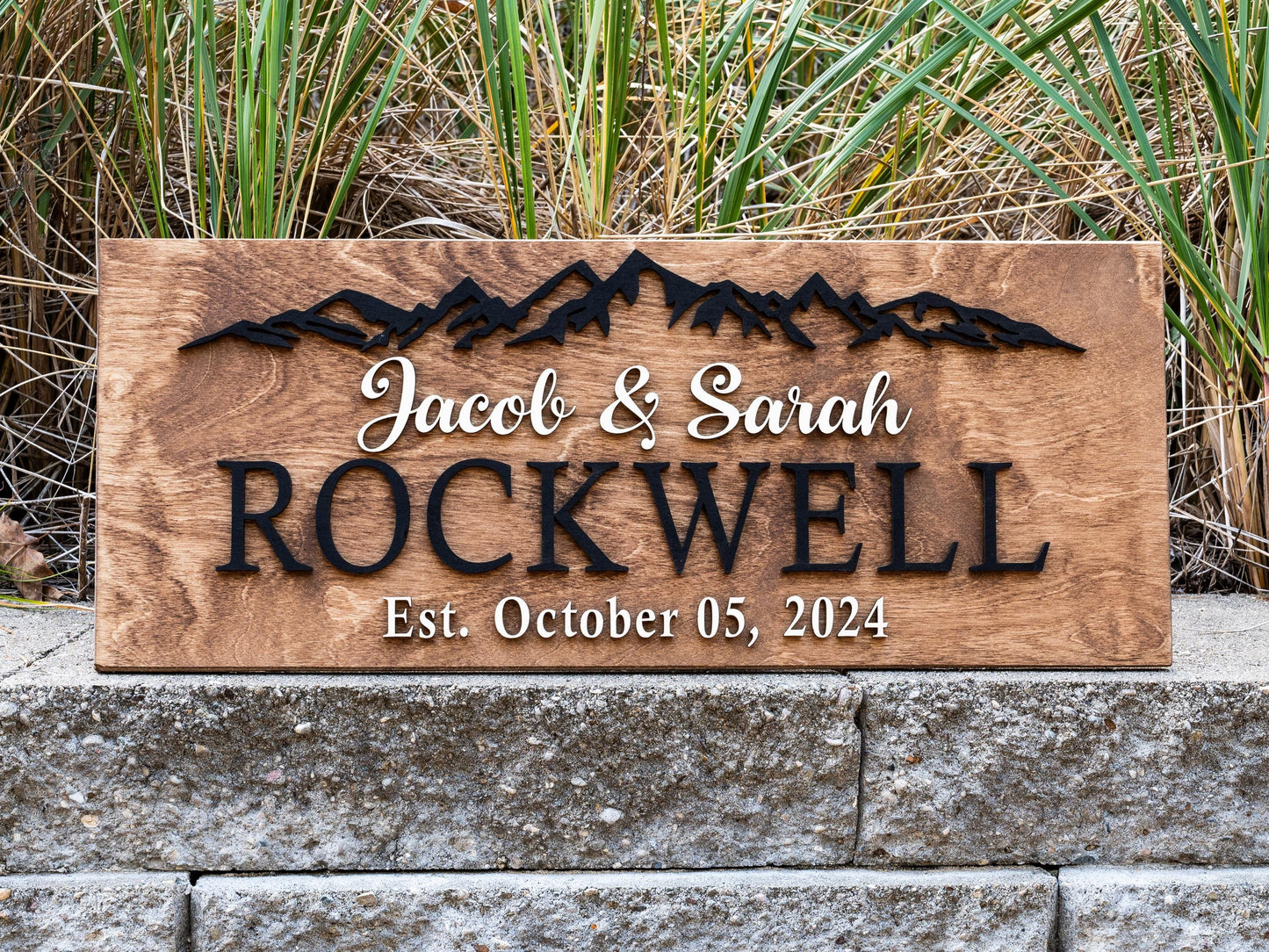 Personalized Wedding Gift | Anniversary Gift | Established Sign | Custom Mountain Decor | Custom Wood Sign Family Name Sign | Last Name Sign