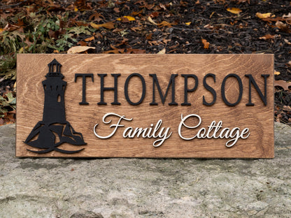 Custom Lighthouse Name Sign | Nautical Coastal Decor | Boat Decor | Custom Lake Decor | 3D Lake House Decor | Marina Wedding Beach Wedding