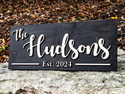Personalized Wood Established Sign | Custom Family Last Name Sign, Wood Wedding Anniversary Gift, Personalized Wedding Sign Anniversary Gift