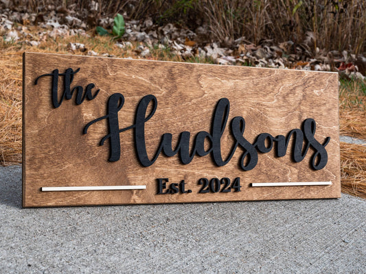 Personalized Family Last Name Sign | Custom Wood Sign, Established Sign, Wood Wedding Anniversary Gift, Wedding 3D Sign Anniversary Gift