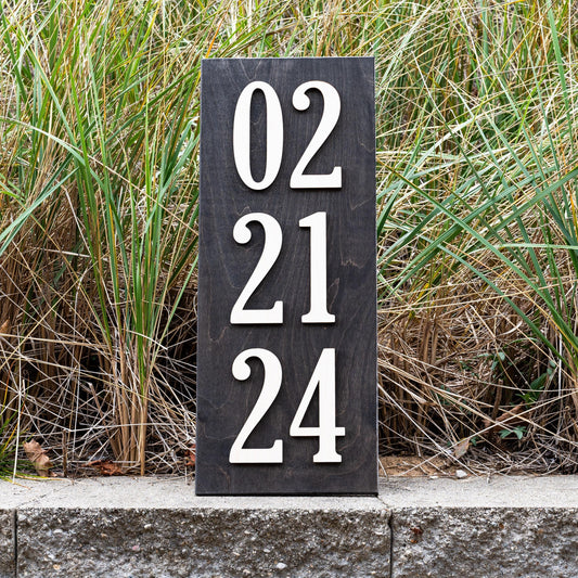 Vertical Personalized Established Date Wood Sign Newlywed Wedding Date Gift 5 Year Wooden Anniversary Gift Wedding Date Sign Couples Gift