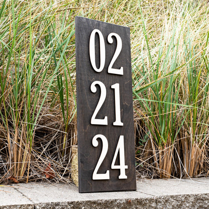 Vertical Personalized Established Date Wood Sign Newlywed Wedding Date Gift 5 Year Wooden Anniversary Gift Wedding Date Sign Couples Gift