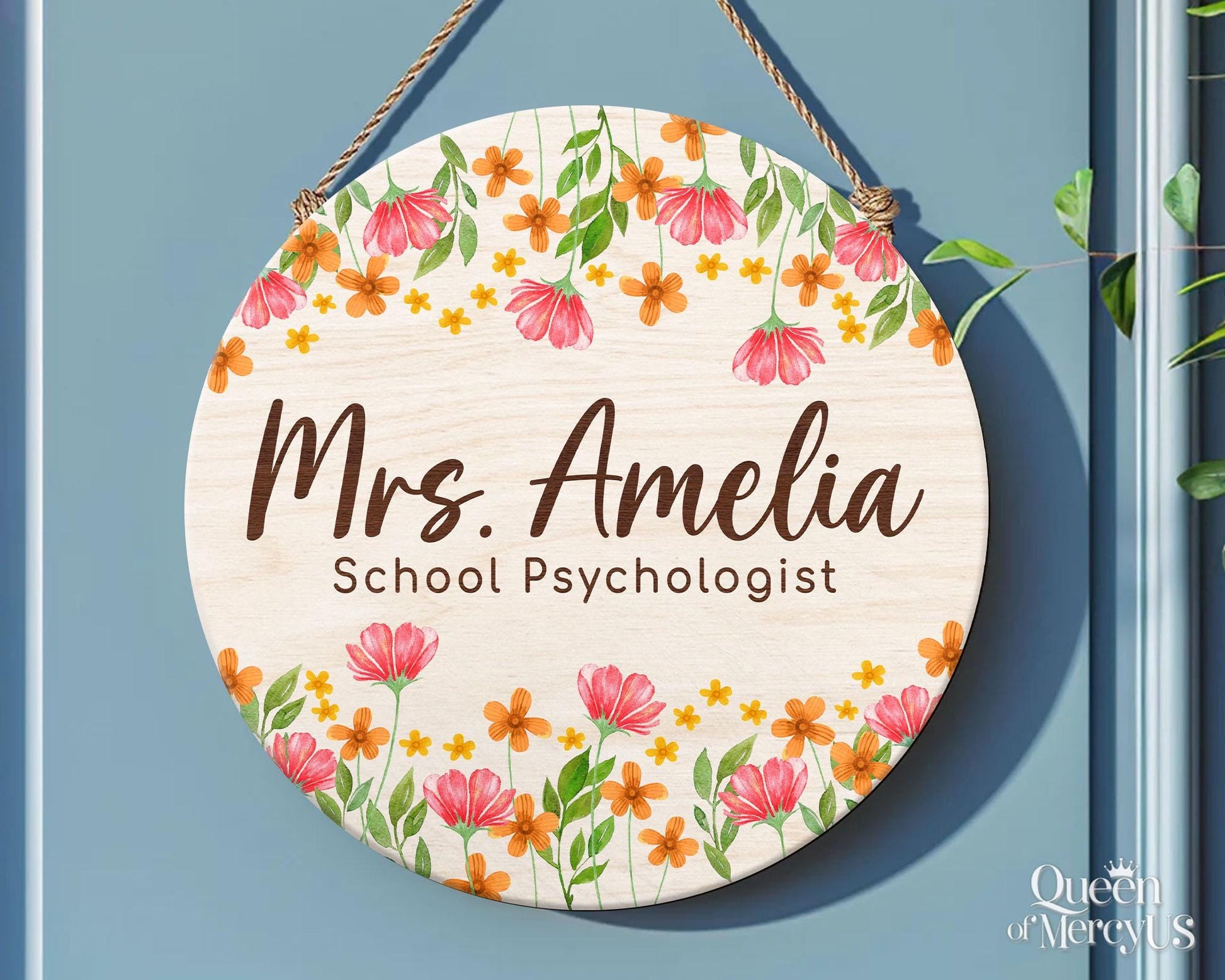 Personalized School Psychologist Door Sign, School Counselor Office Sign, Mental Health Gift, Custom School Psychologist Welcome Sign