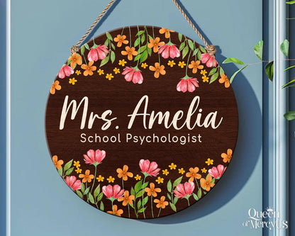 Personalized School Psychologist Door Sign, School Counselor Office Sign, Mental Health Gift, Custom School Psychologist Welcome Sign