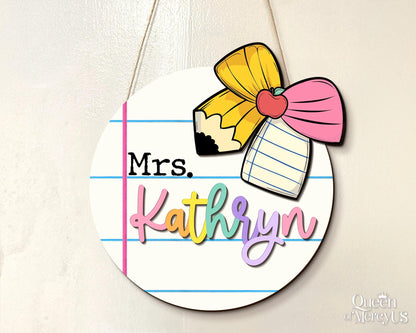 Teacher Door Sign, Personalized 3D Teacher Door Hanger, Classroom Welcome Sign, Teacher's Day Gift, Custom Name Teacher Appreciation Gift