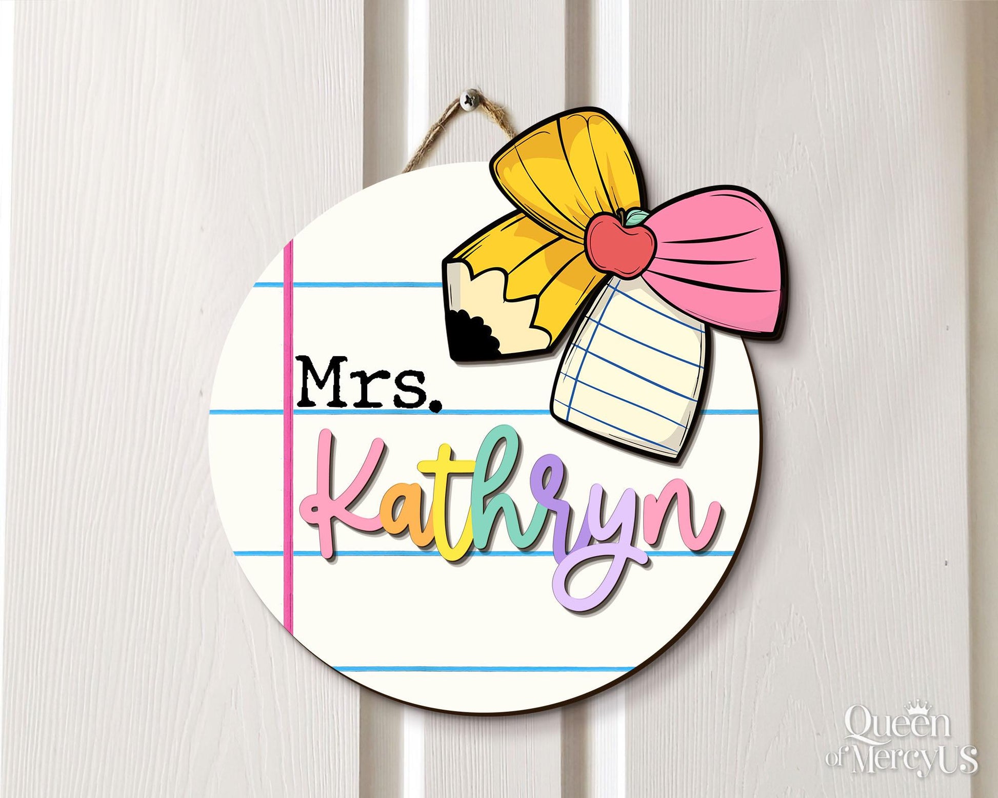Teacher Door Sign, Personalized 3D Teacher Door Hanger, Classroom Welcome Sign, Teacher's Day Gift, Custom Name Teacher Appreciation Gift