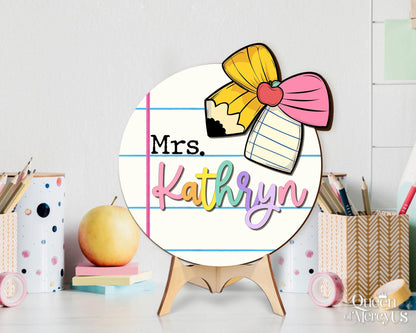 Teacher Door Sign, Personalized 3D Teacher Door Hanger, Classroom Welcome Sign, Teacher's Day Gift, Custom Name Teacher Appreciation Gift