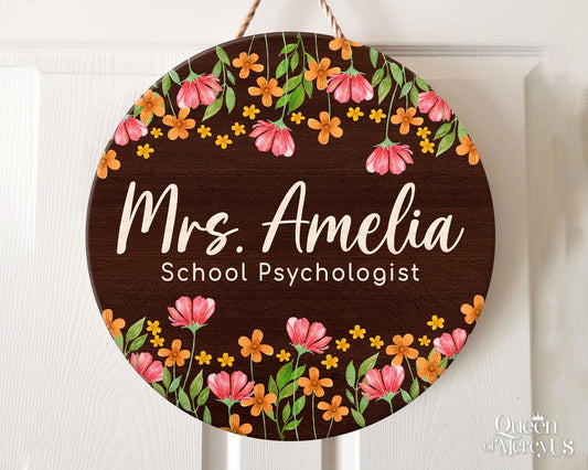 Personalized School Psychologist Door Sign, School Counselor Office Sign, Mental Health Gift, Custom School Psychologist Welcome Sign