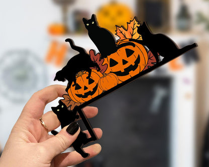 Halloween Door Corner Sign, Black Cat Door Corner, Halloween Home Decor, Halloween Wall Decor, Halloween Pumpkin Sign, Cat Lover Gifts