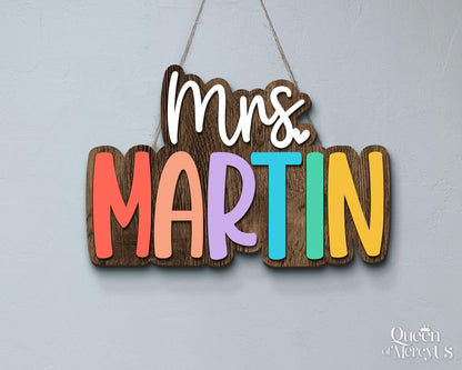 Personalized 3D Teacher Name Door Sign, Teacher Gifts, Classroom Door Hanger, Classroom Welcome Sign, Back To School,1st Day of School Decor