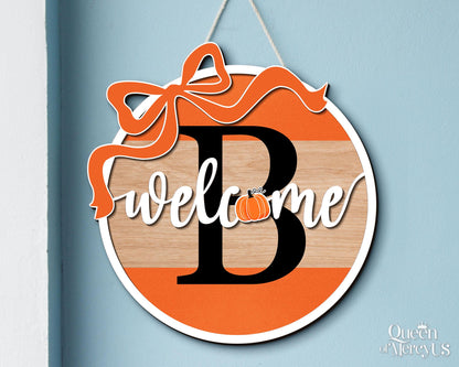 Custom Last Name Fall Front Door Decor, Family Fall Door Hanger, Autumn Front Door Wreath, Personalized Fall Door Sign, Pumpkin Home Decor
