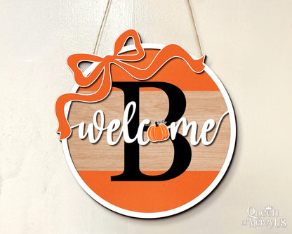 Custom Last Name Fall Front Door Decor, Family Fall Door Hanger, Autumn Front Door Wreath, Personalized Fall Door Sign, Pumpkin Home Decor