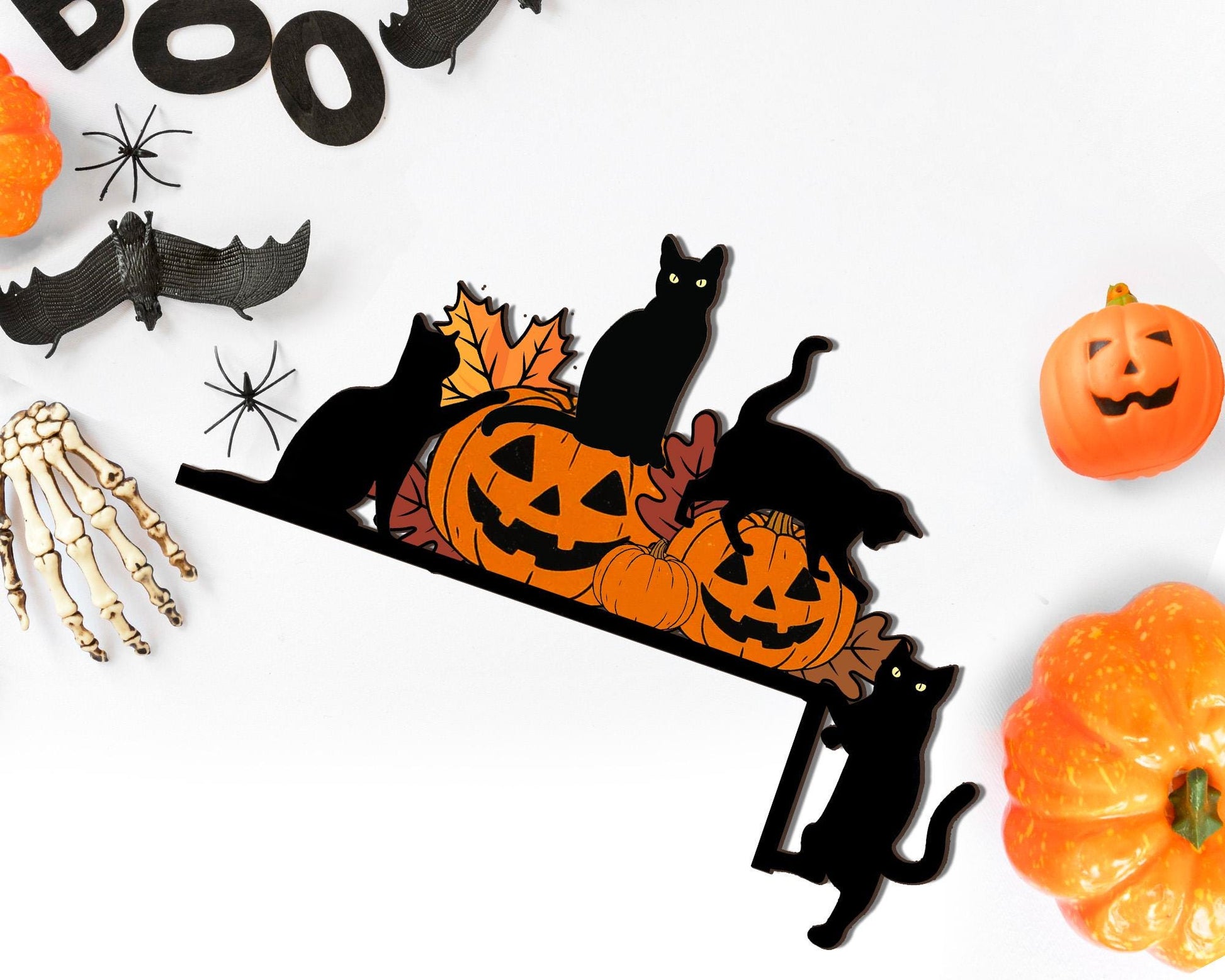 Halloween Door Corner Sign, Black Cat Door Corner, Halloween Home Decor, Halloween Wall Decor, Halloween Pumpkin Sign, Cat Lover Gifts