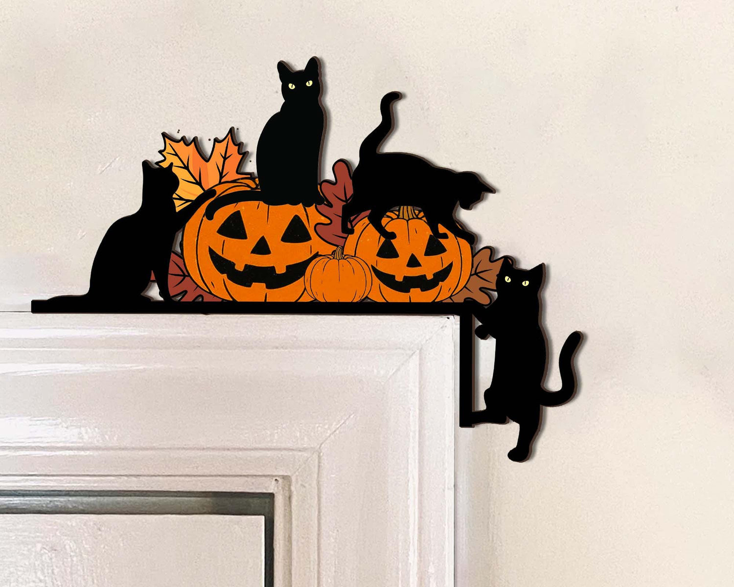 Halloween Door Corner Sign, Black Cat Door Corner, Halloween Home Decor, Halloween Wall Decor, Halloween Pumpkin Sign, Cat Lover Gifts
