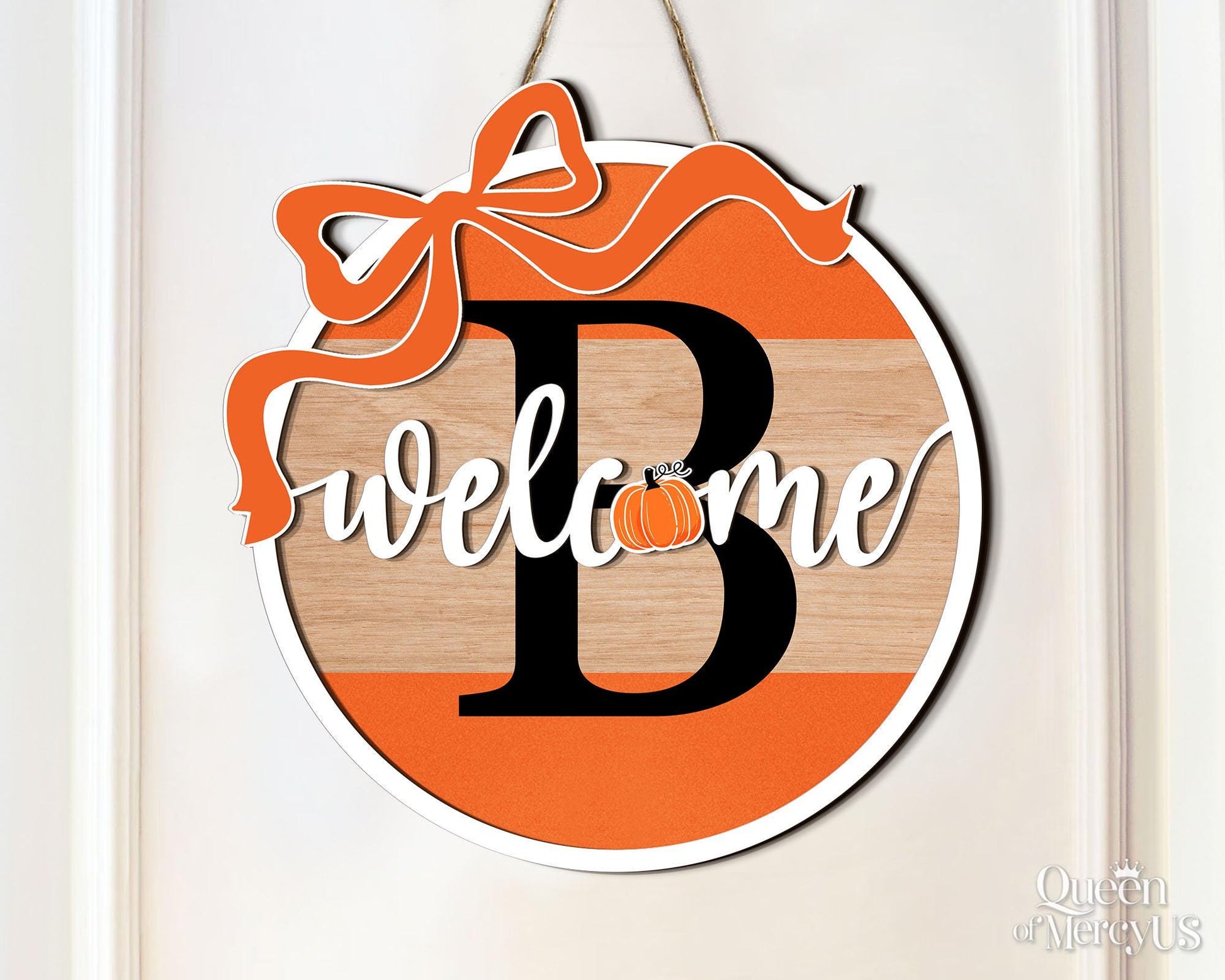 Custom Last Name Fall Front Door Decor, Family Fall Door Hanger, Autumn Front Door Wreath, Personalized Fall Door Sign, Pumpkin Home Decor