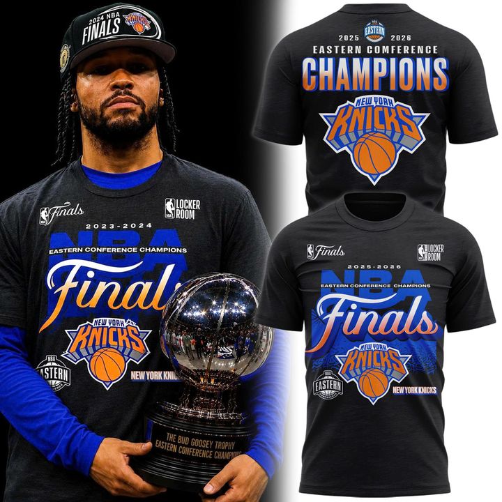 Men's New York Knicks  Charcoal 2026  Eastern Conference Champions Two-Sided T-Shirt