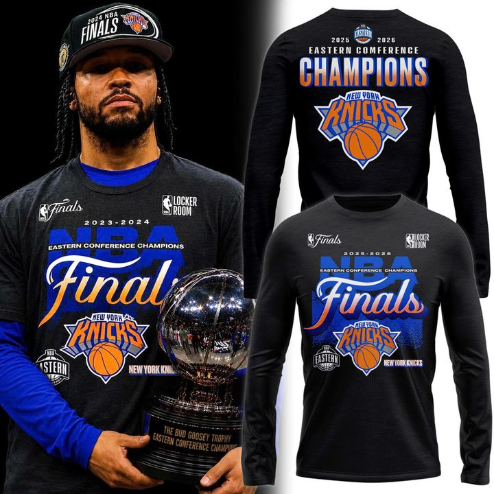 Men's New York Knicks  Charcoal 2026  Eastern Conference Champions Two-Sided Long Tee