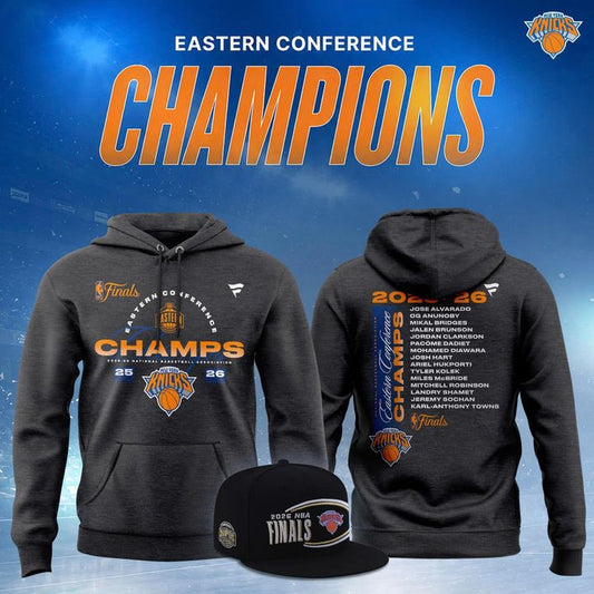 Men's New York Knicks Fanatics Charcoal 2026 Eastern Conference Champions Two-Sided Zip Hoodie