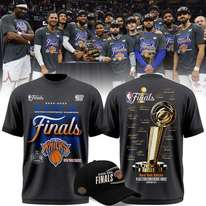 2026 Exclusive New York Knicks Eastern Conference Champions Locker Room Team Signatures Print Tee.