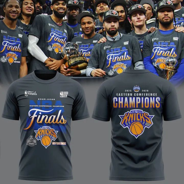 New York Knicks Fanatics Charcoal 2026 Eastern Conference Champ 2-Sided Tee