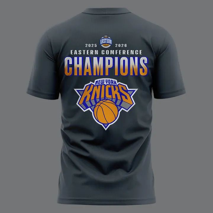 New York Knicks Fanatics Charcoal 2026 Eastern Conference Champ 2-Sided Tee