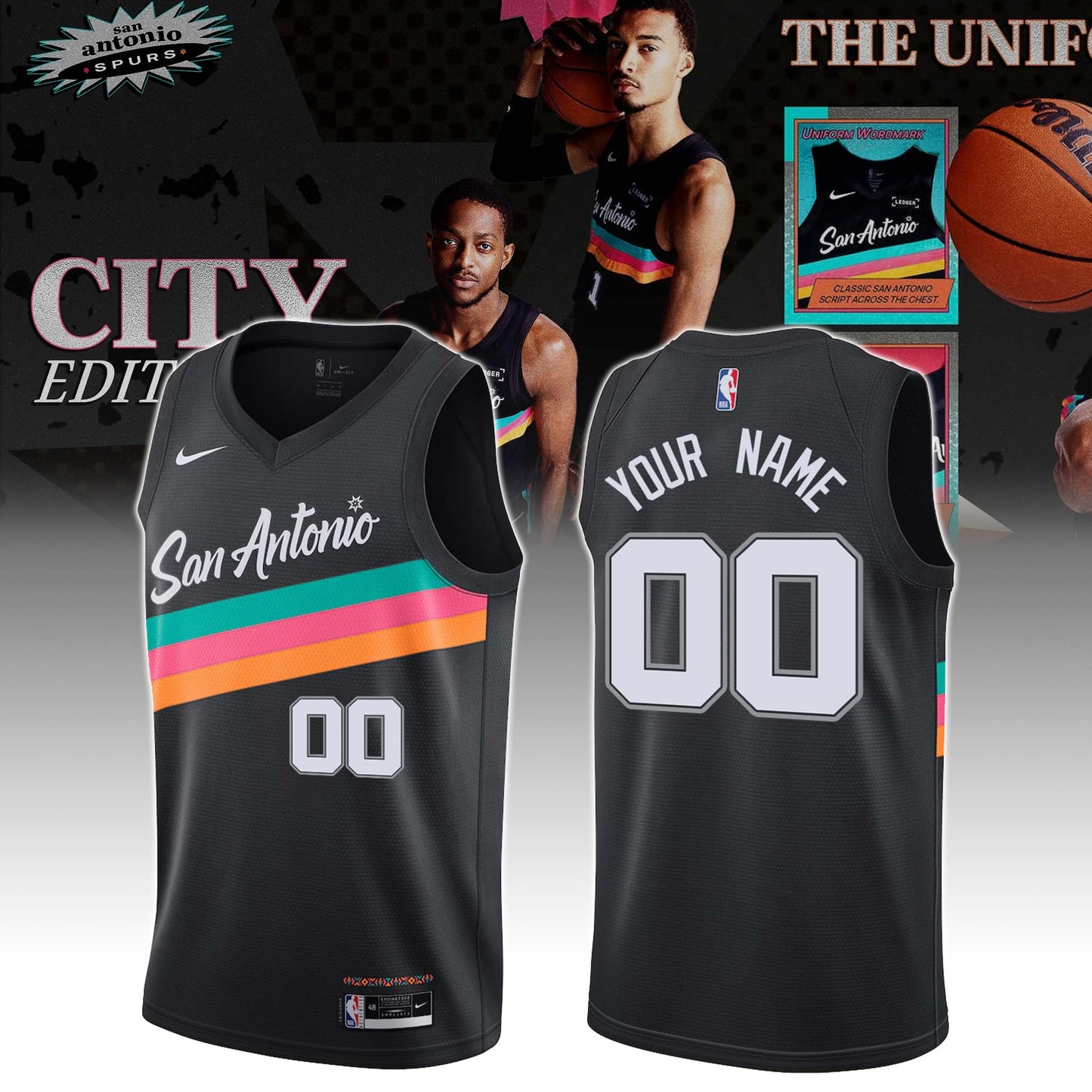 _San Antonio Spurs Classic Colors City Custom Jersey